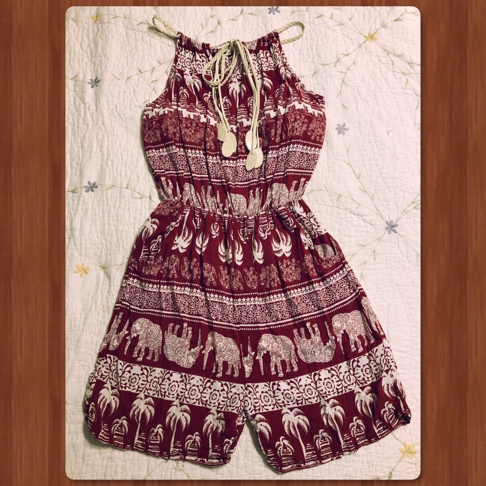 🐘BOHO Print Strap Romper🐘